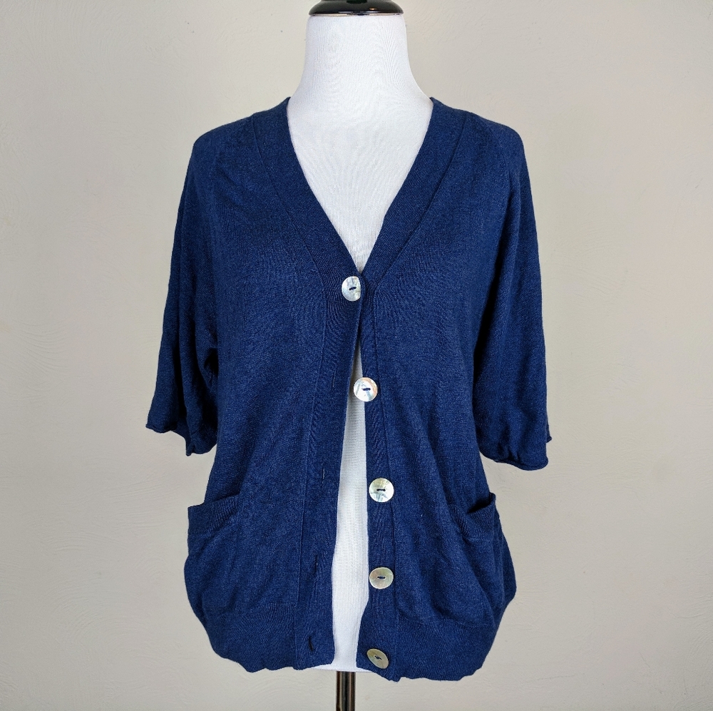 Payton Cardigan Sweater Cashmere Angora Blue Boho Preppy Neutral Minimalist